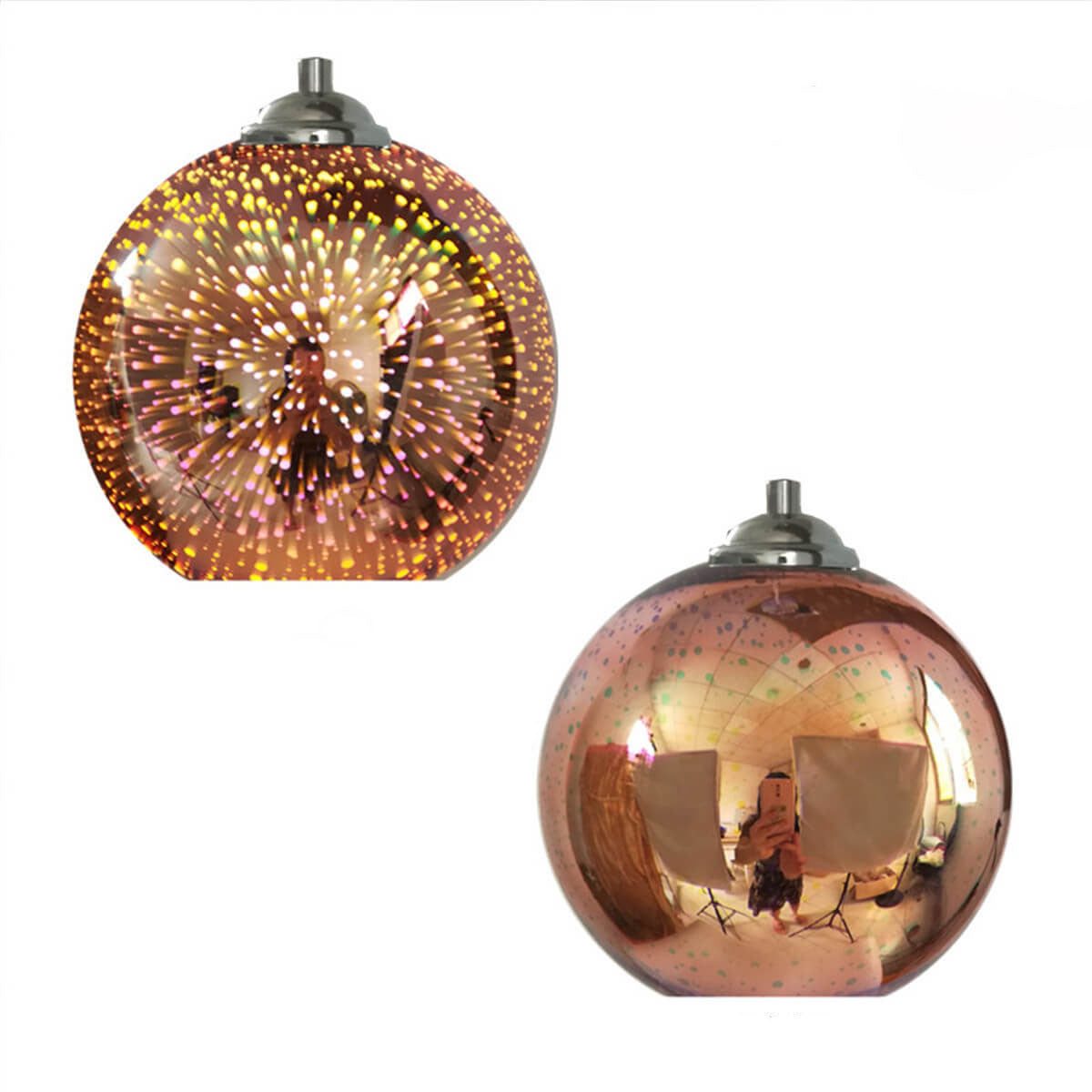Moderne, kreative 3D-Pendelleuchte in Form eines farbenfrohen Feuerwerksglases mit einer Lichtquelle