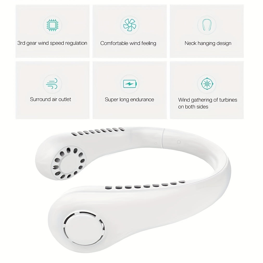1Pc Neuer Mini Nackenventilator Tragbar Bladeless Hängender Nacken Wiederaufladbarer Luftkühler 3 Geschwindigkeits Mini Sommersportventilatoren | Karnz