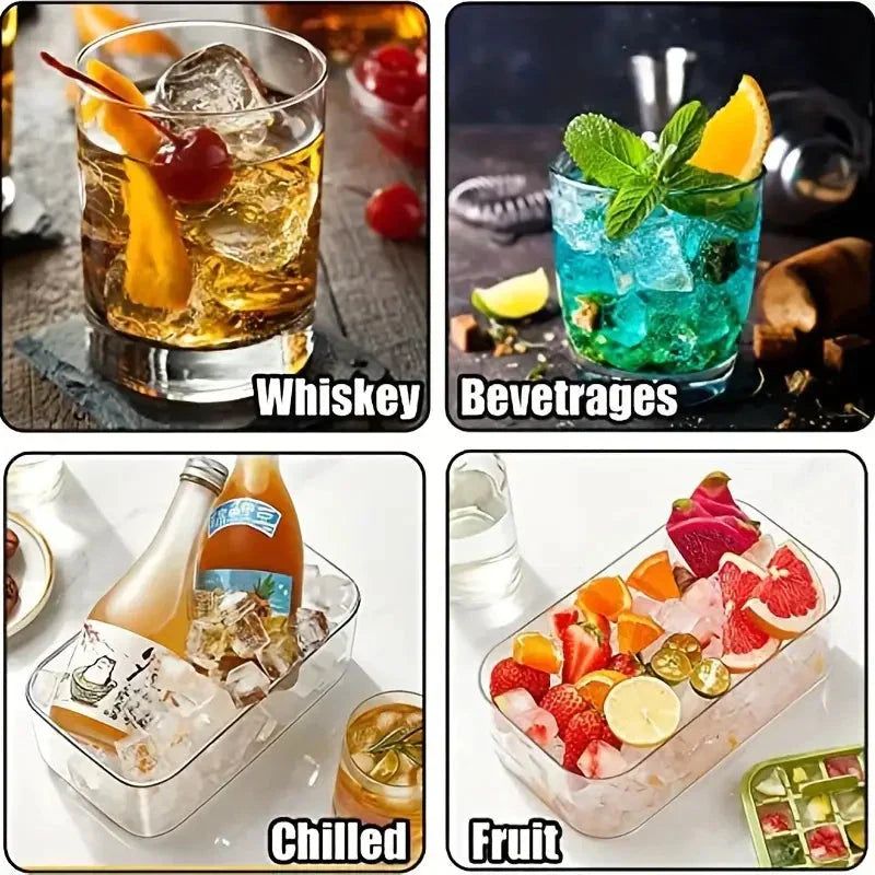 101oz. Eiswürfelschalen Set - 64-teiliges Silikon Eiswürfelschale mit Deckel & Behälter