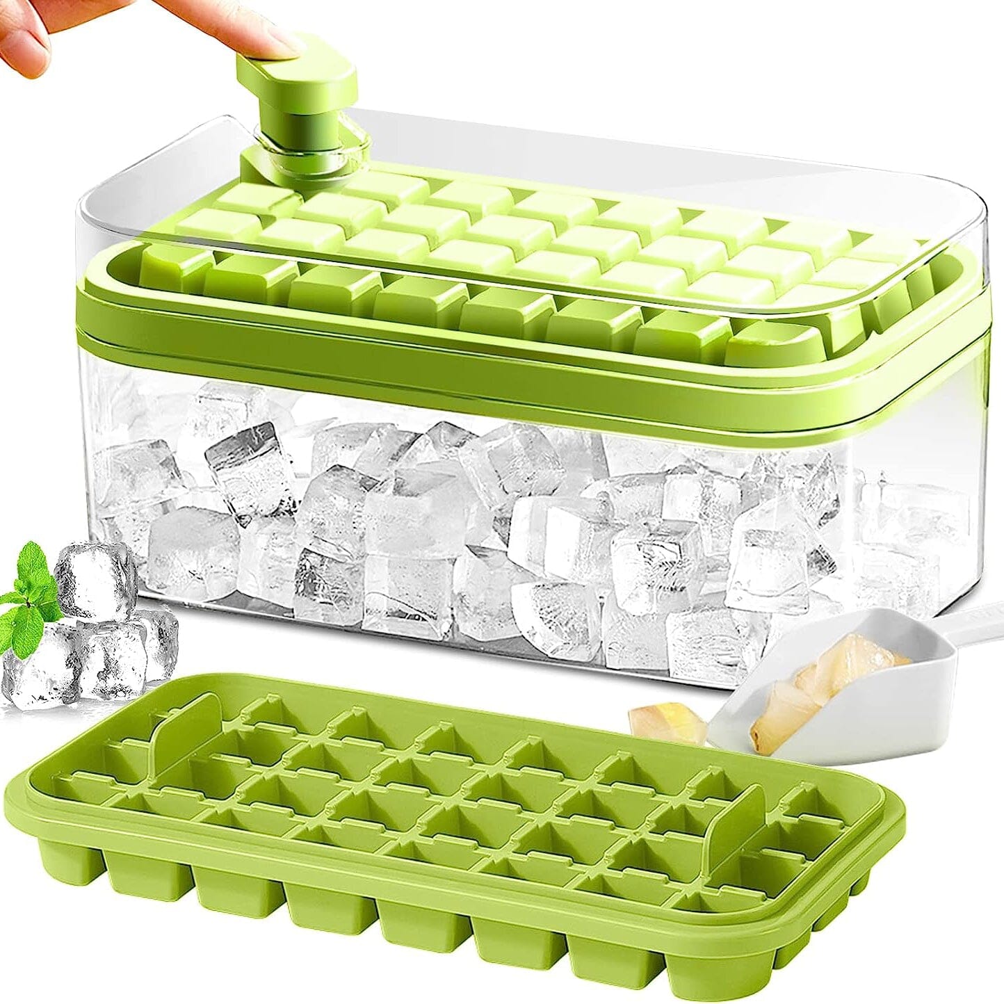 101oz. Eiswürfelschalen Set - 64-teiliges Silikon Eiswürfelschale mit Deckel & Behälter