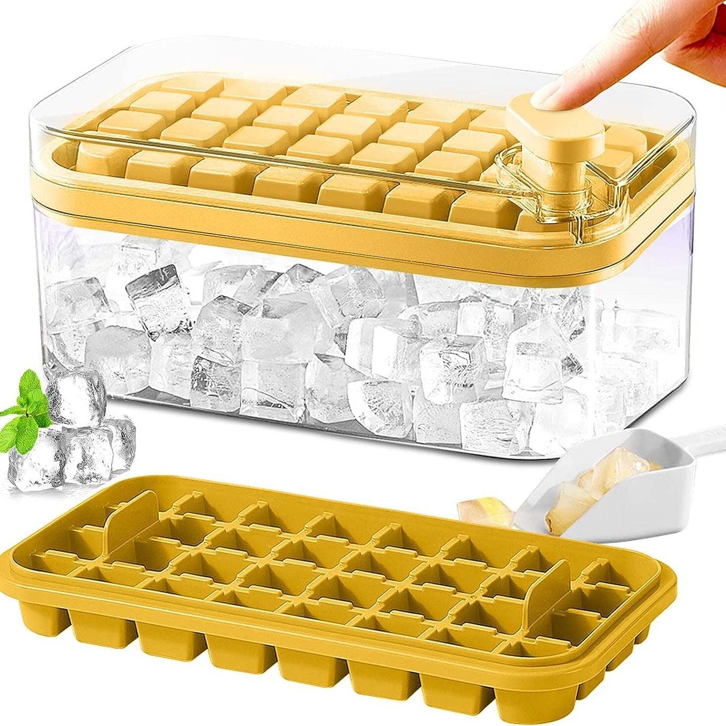 101oz. Eiswürfelschalen Set - 64-teiliges Silikon Eiswürfelschale mit Deckel & Behälter