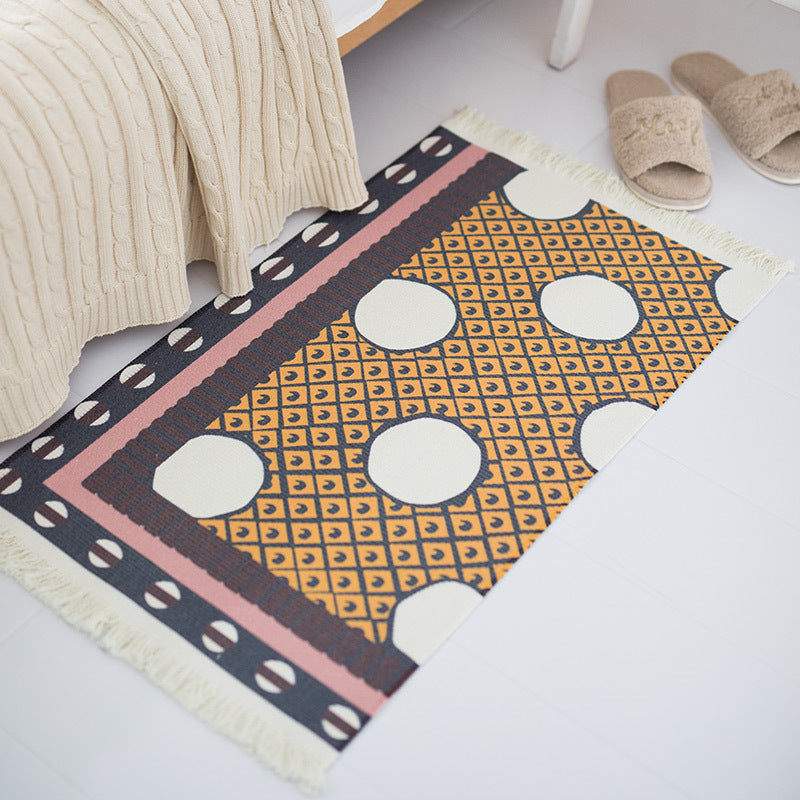 Flachgewebter Läufer-Teppich im Ethno-Streifen-Design mit handfransiger Kante