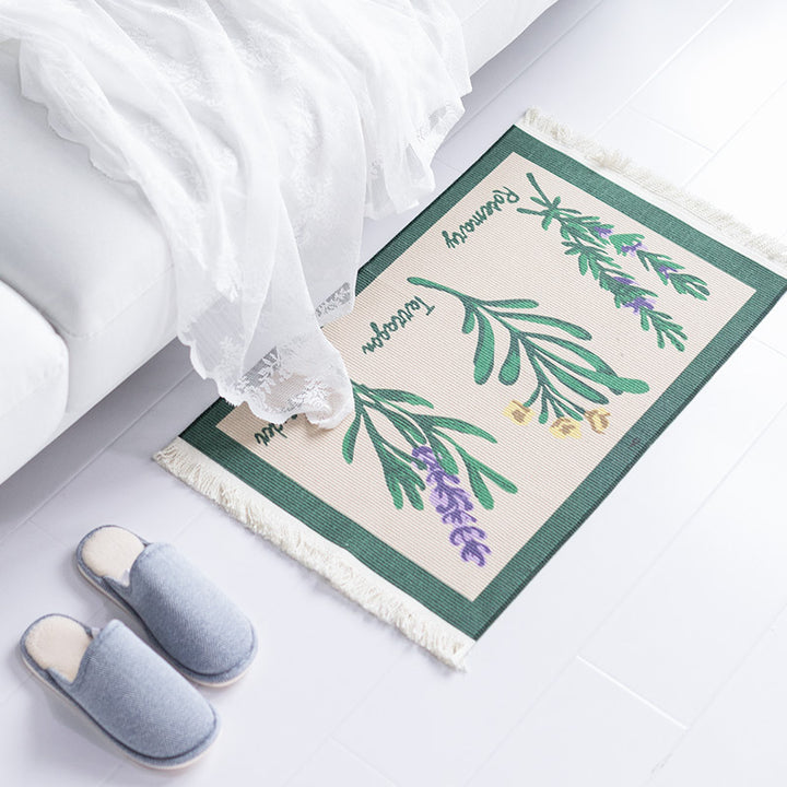 Flachgewebter Läufer-Teppich im Ethno-Streifen-Design mit handfransiger Kante