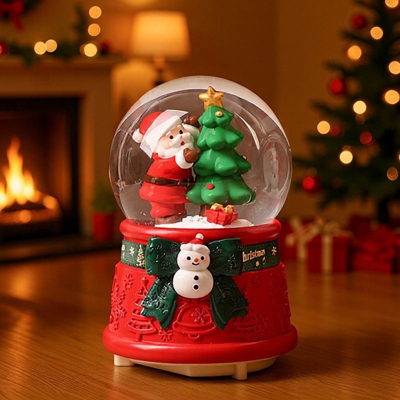 Weihnachtliche Schneekugel-Spieluhr mit Licht