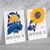 Set aus 2 Kunstdrucken mit blau-gelben Sonnenblumen