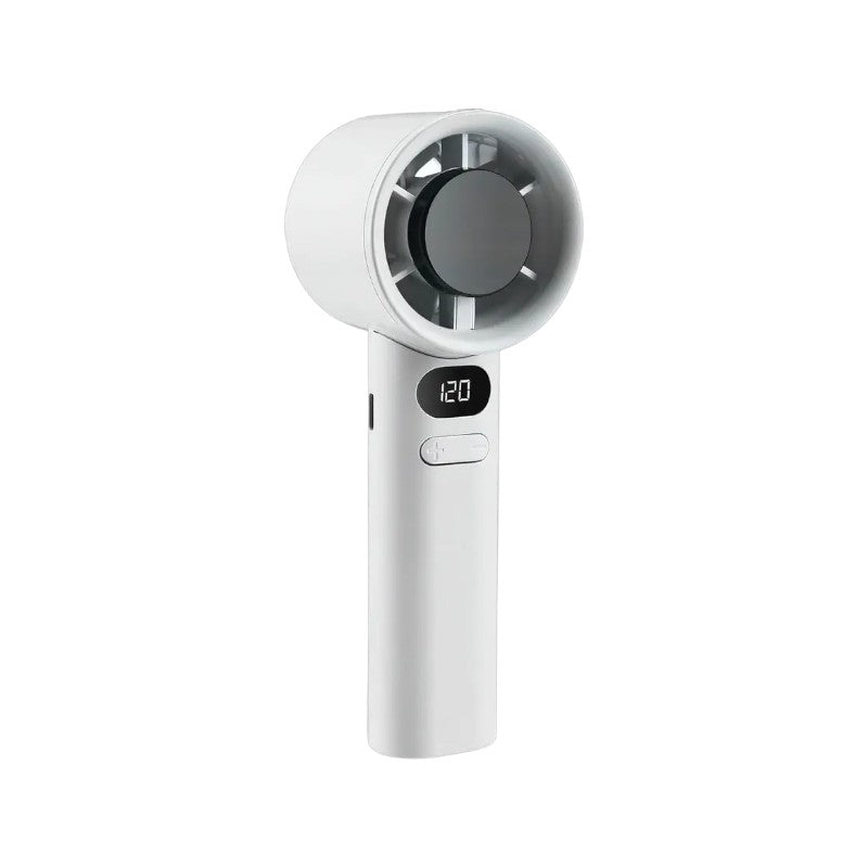 MTech Handheld Hochgeschwindigkeitsventilator – Wiederaufladbarer USB Mini Ventilator mit 120 Geschwindigkeiten & Anzeige | Karnz