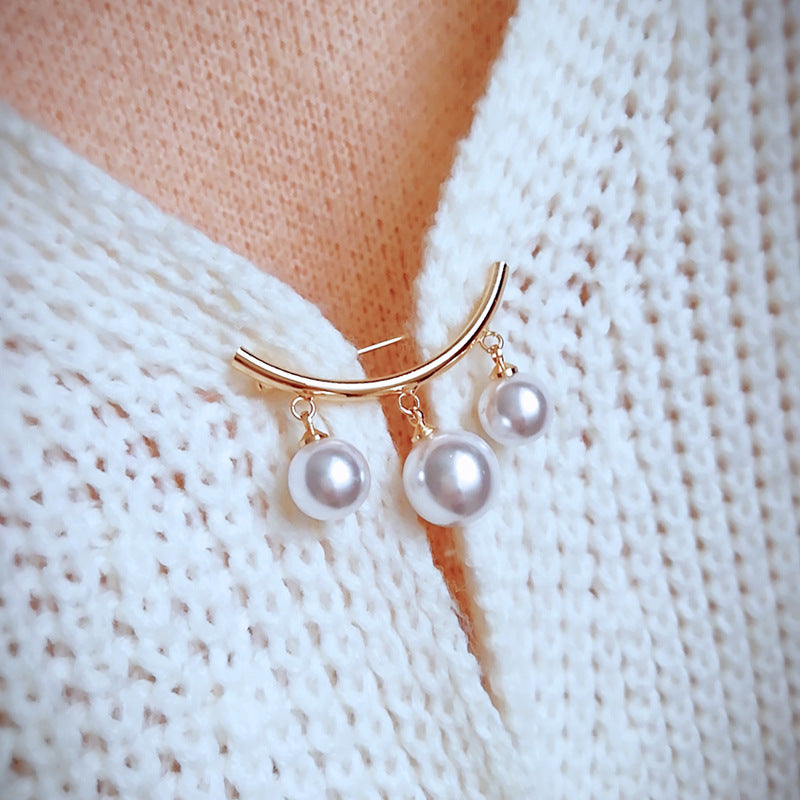 Elegante Perlen Tropfen Brosche Karnz
