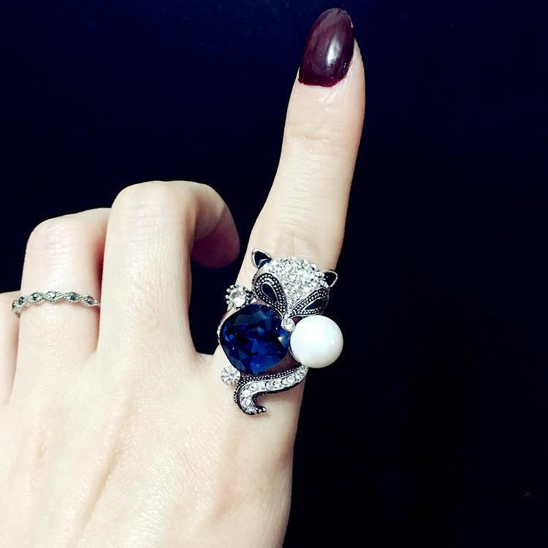 Eleganter Blatt-Design Verstellbarer Ring Karnz