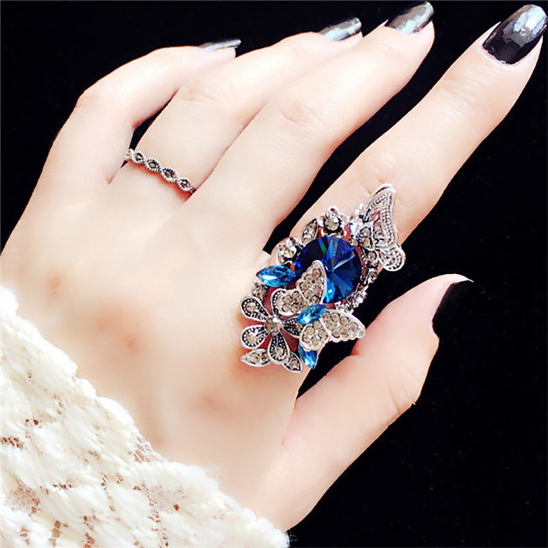 Eleganter Blatt-Design Verstellbarer Ring Karnz