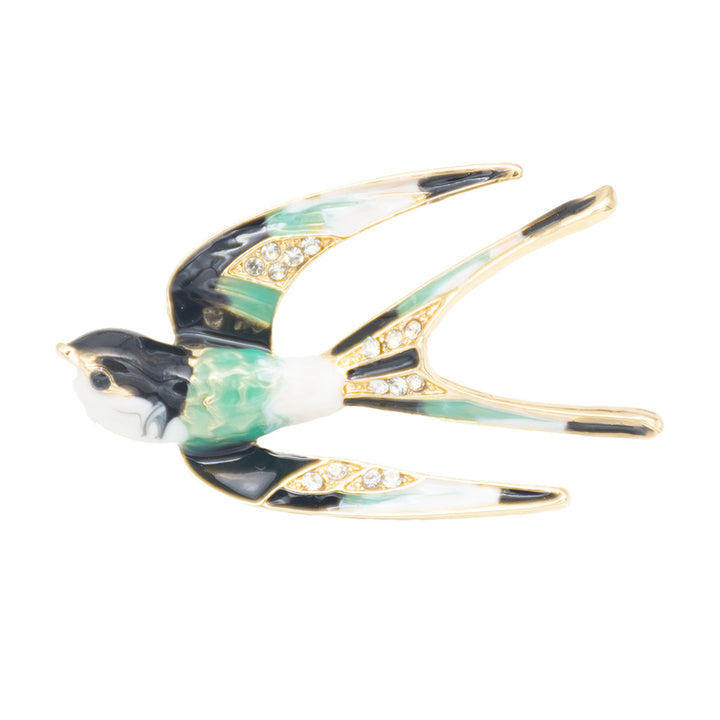 Ornate Vogel-inspirierte Emaille Brosche Karnz