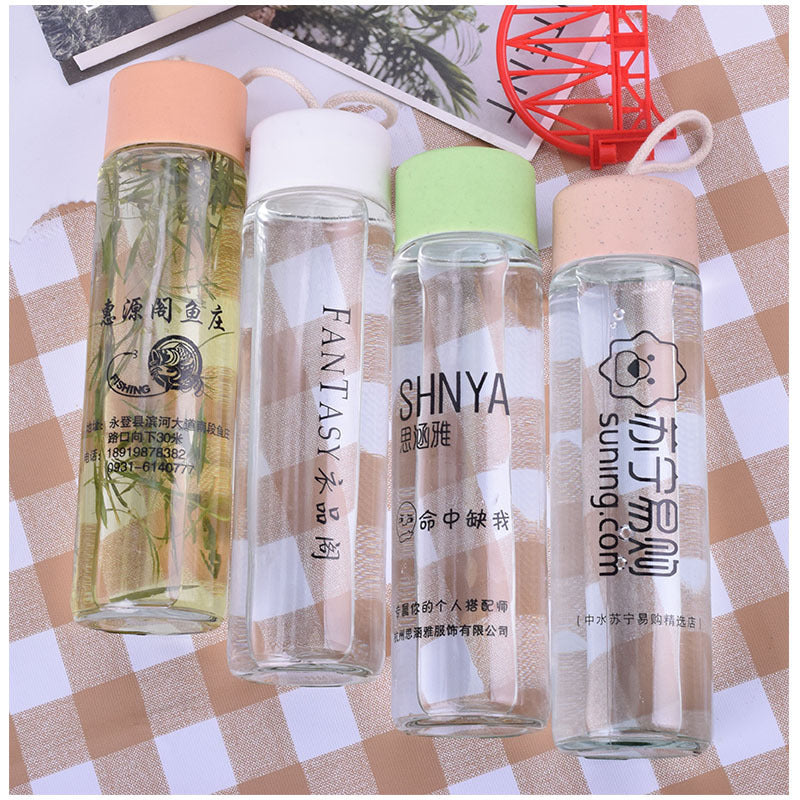Damen Hochwertige Glas Trinkflasche mit Karabiner Karnz