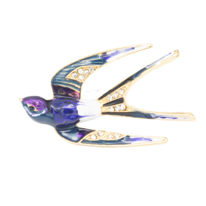 Ornate Vogel-inspirierte Emaille Brosche Karnz