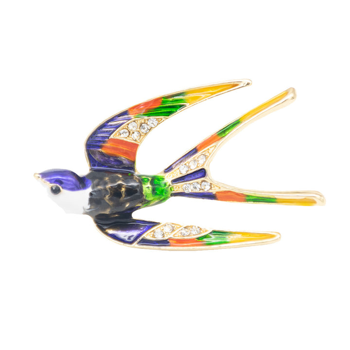 Ornate Vogel-inspirierte Emaille Brosche Karnz
