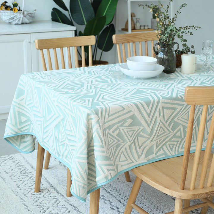 Gewebte Jacquard-Tischdecke aus Baumwollmix mit geometrischem Dreiecks-Design Karnz