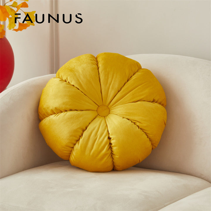 Rundes Flausch-Sitzkissen mit Faltendesign, 35×35 cm