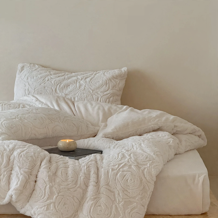 Milchfleece-Bettwäsche-Set, 320g, mit Prägemuster