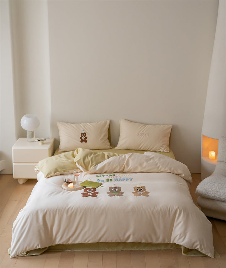 Verspieltes Baumwoll-Bettwäsche-Set mit Tiermotiven