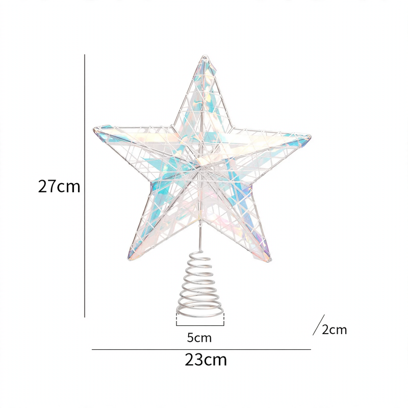 Weihnachtsbaum-Stern aus Eisen mit Licht und Bändern