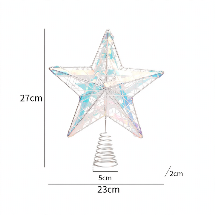 Weihnachtsbaum-Stern aus Eisen mit Licht und Bändern