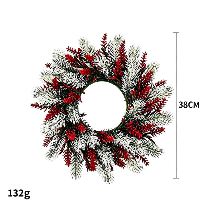 Künstlicher Weihnachtskranz mit Tannenzweigen und Beeren, 38 cm