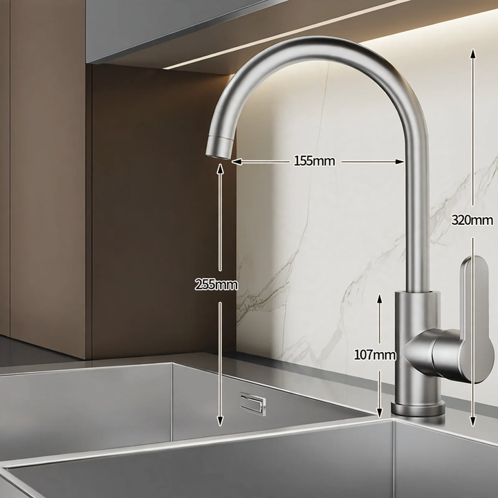 Edelstahl-Wasserhahn für Küche, Misch- oder Kaltwasser