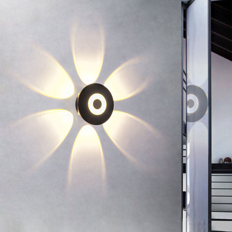 Moderne skandinavische LED-Wandleuchte mit rundem Aluminiumschirm für die Terrasse