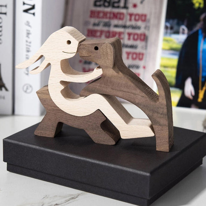 Geschenk Für Tierliebhaber - Holzskulptur Tischornamente - Die Liebe Zwischen Dir Und Deinem Fellfreund | Karnz