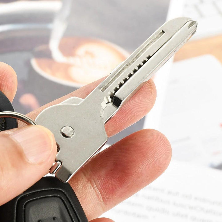6-in-1-Schlüsselring Multifunktionswerkzeug Mini-Multitool-Schlüsselanhänger Pocket Edelstahl-Klappbar Swiss Tech Einfacher Flaschenöffner-Schlüsselanhänger | Karnz