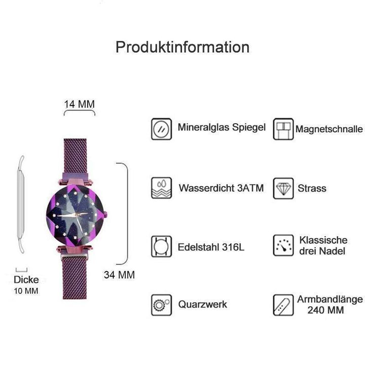Wasserdichte Sternenhimmel Mädchen Armbanduhr | Karnz