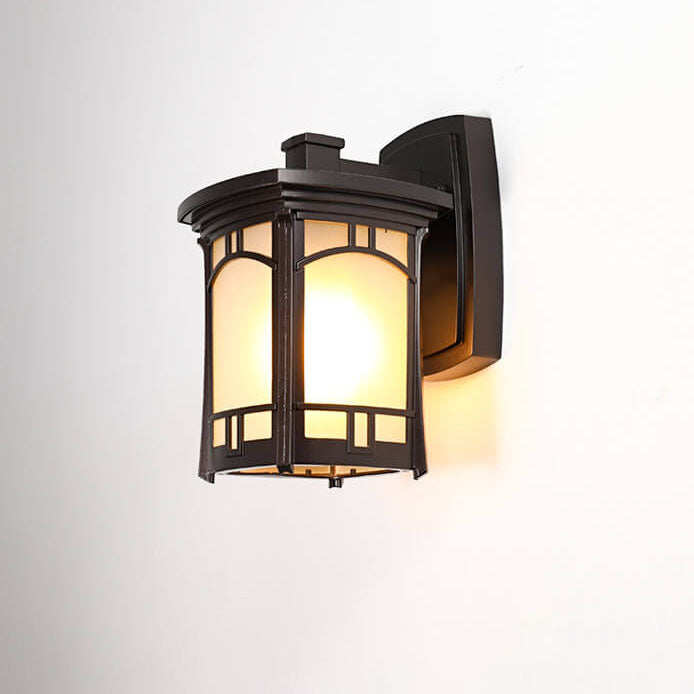 Moderne quadratische Aluminium-Glas-carved 1-Licht Außen wasserdichte Wandlampe | Karnz