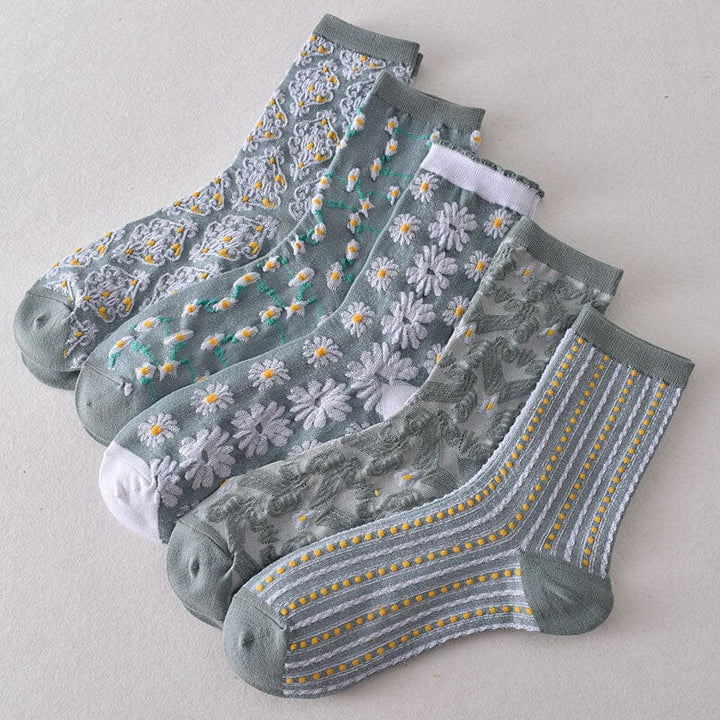 Damen-Baumwollsocken mit Blumenmuster (10 Paar)