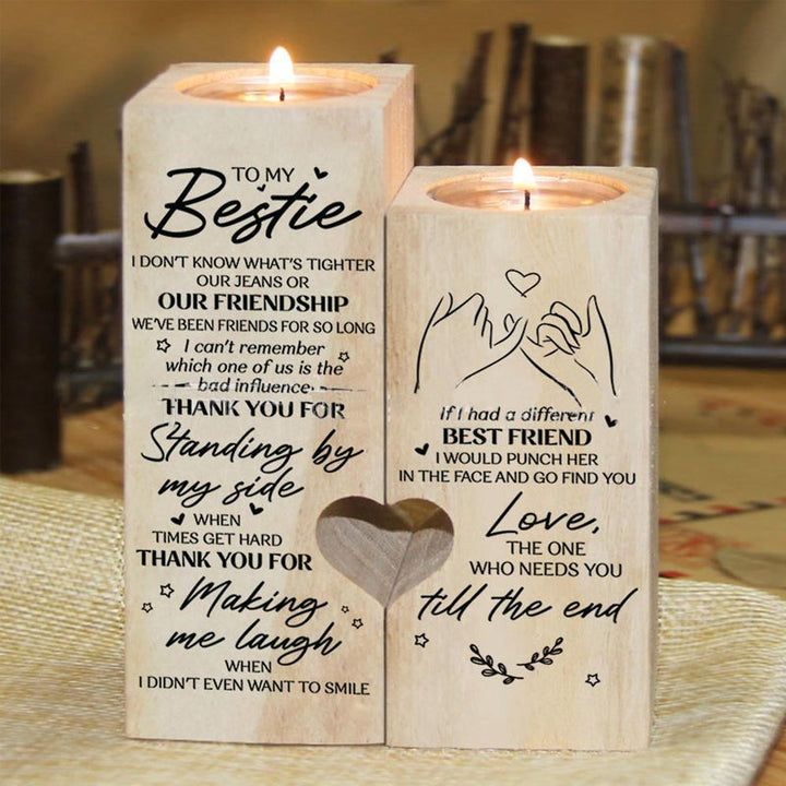 Smile A Lot More - Holz Teelichthalter mit Kerze Geschenk für Ihre Lieben | Karnz