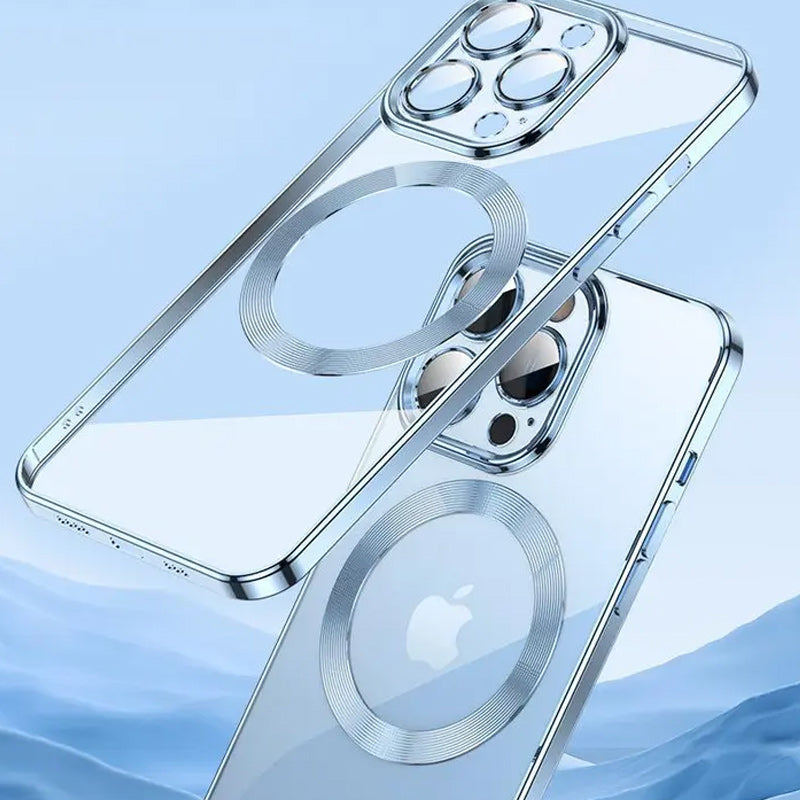 Galvanisierte, kabellose magnetische Ladehülle mit integriertem Objektiv für iPhone