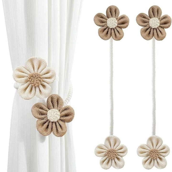 Raffhalter aus Hanf mit Blumenmuster | 2er-Set