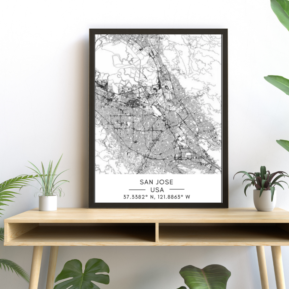 Stadtplan von San Jose – Leinwandbild