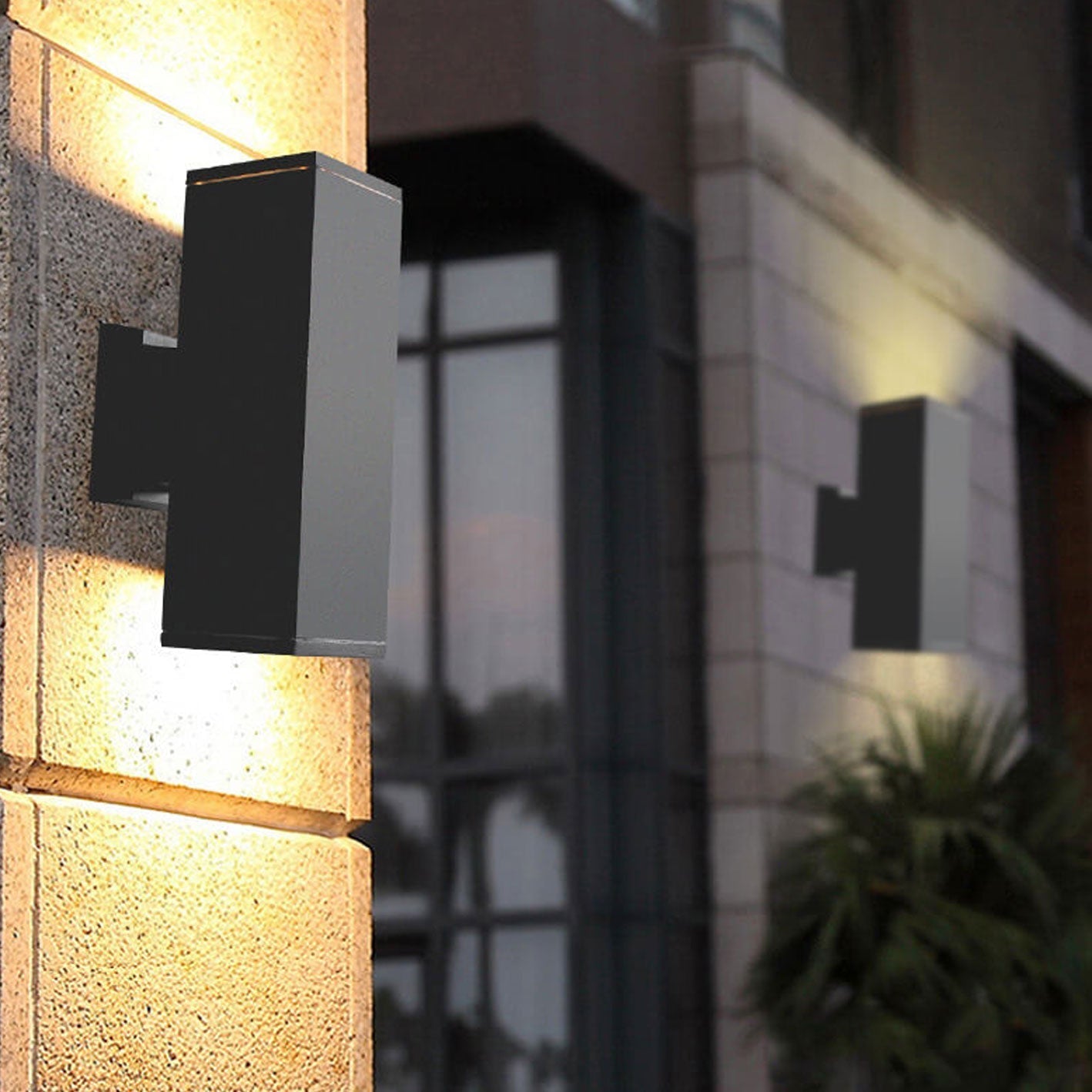Moderner minimalistischer quadratischer Säulen-LED-leuchtender wetterfester Wandleuchten-Lampe | Karnz