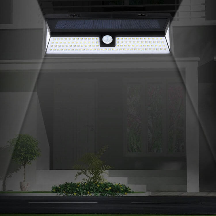 Moderne schwarze rechteckige menschliche Sensor Solar wasserdichte Außen Garten LED Wandlampe | Karnz