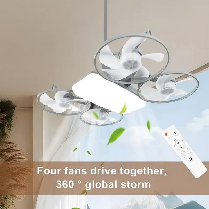 Moderner Deckenventilator mit vier Blättern und Licht | Karnz