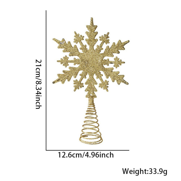 Weihnachtsbaumspitze Stern mit Glitzer-Schneeflocken-Design