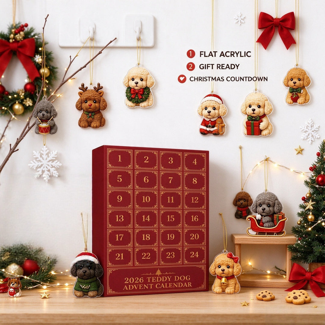 Weihnachts-Adventskalender aus Acryl mit Hunde-Motiven