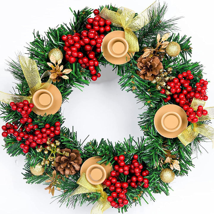 Adventskranz mit Kerzenhalter und Dekoration