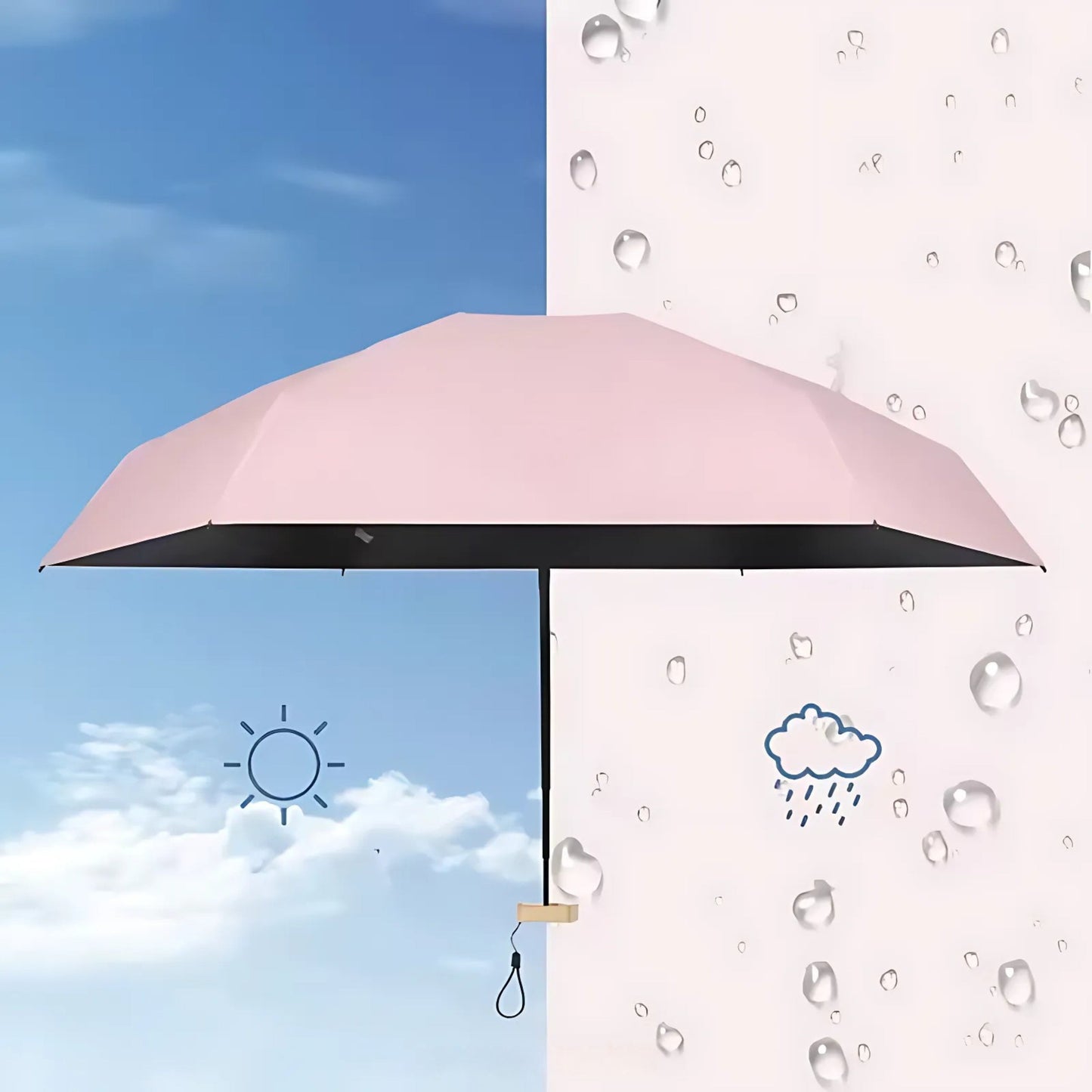 UrbanBrolly | Mini faltbarer Regenschirm UV – Sonnenschutz UPF 50+ – Wasserabweisend – Leicht und taschenfreundlich für die Reise Nutzung Karnz
