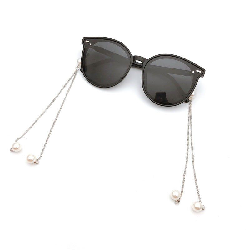 Elegante Triple-Strang Perlen Brillen Kette Karnz
