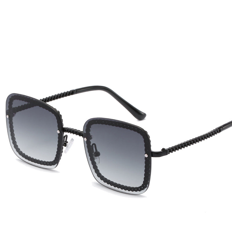 Statement Square Sonnenbrille mit dekorativem Rahmen Karnz