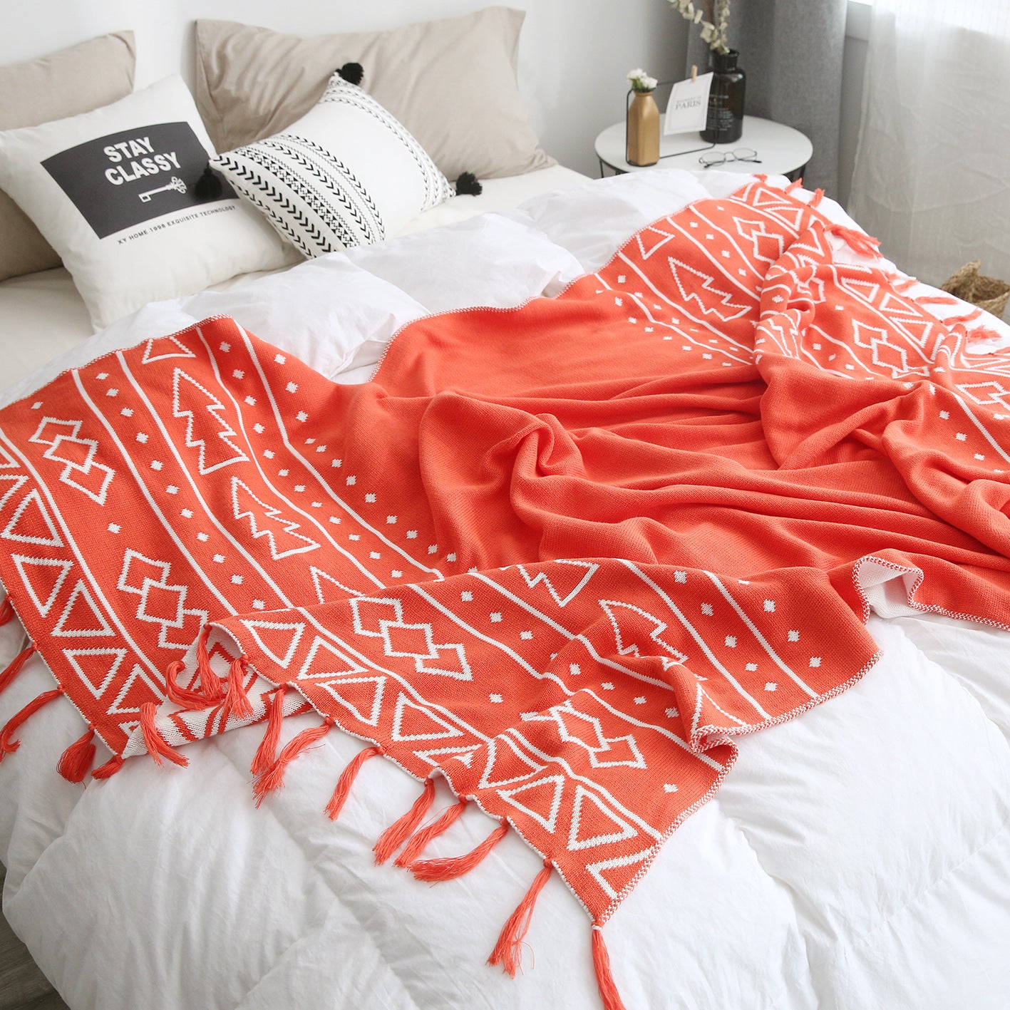 Damen Gemütliche Strickdecke mit modernen Mustern Karnz