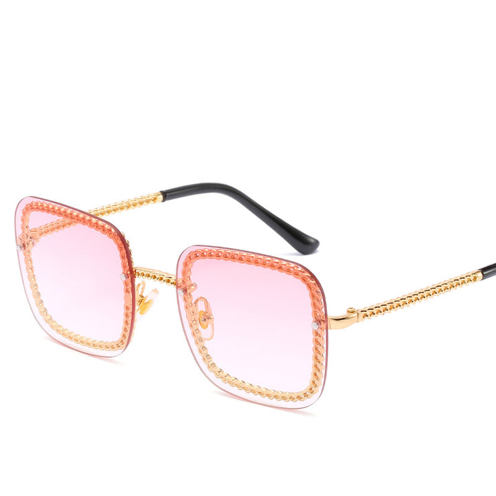 Statement Square Sonnenbrille mit dekorativem Rahmen Karnz