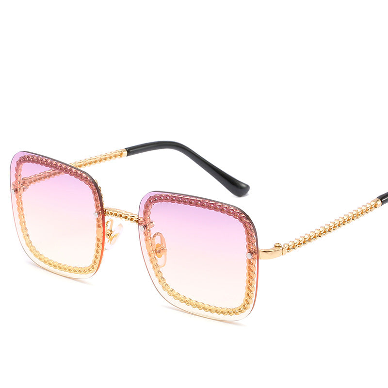 Statement Square Sonnenbrille mit dekorativem Rahmen Karnz