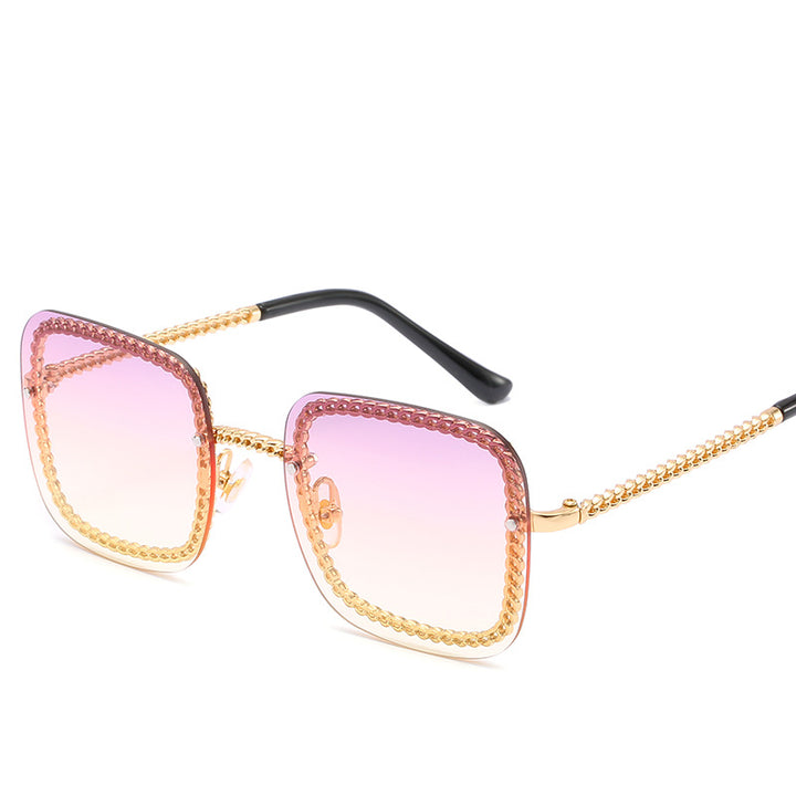 Statement Square Sonnenbrille mit dekorativem Rahmen Karnz