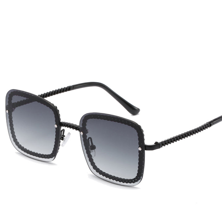 Statement Square Sonnenbrille mit dekorativem Rahmen Karnz