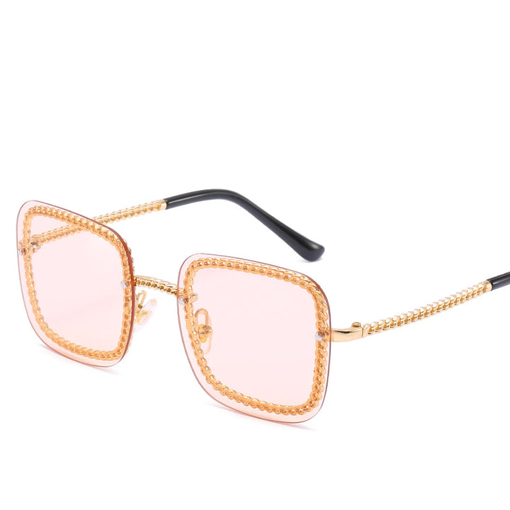 Statement Square Sonnenbrille mit dekorativem Rahmen Karnz